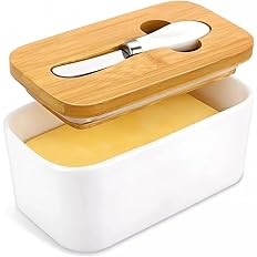 Manteigueira de Porcelana com espátula moderna