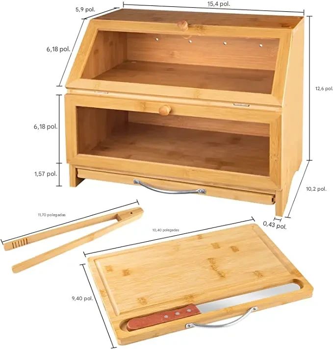 Porta-Pão Premium com Tábua de Corte Integrada